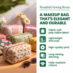 Rosalind's Sewing Room quilted make-up bag features: soft poly-cotton blend, lightweight and cosy, high-quality print, long-lasting stitching, fade-resistant colours