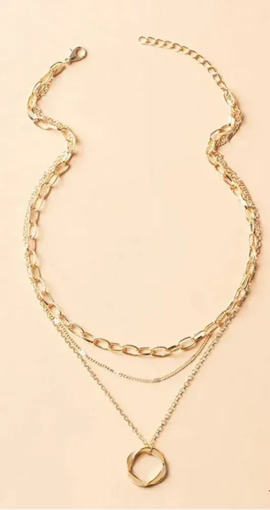 Layered Necklace - Gold-Tone Circle
