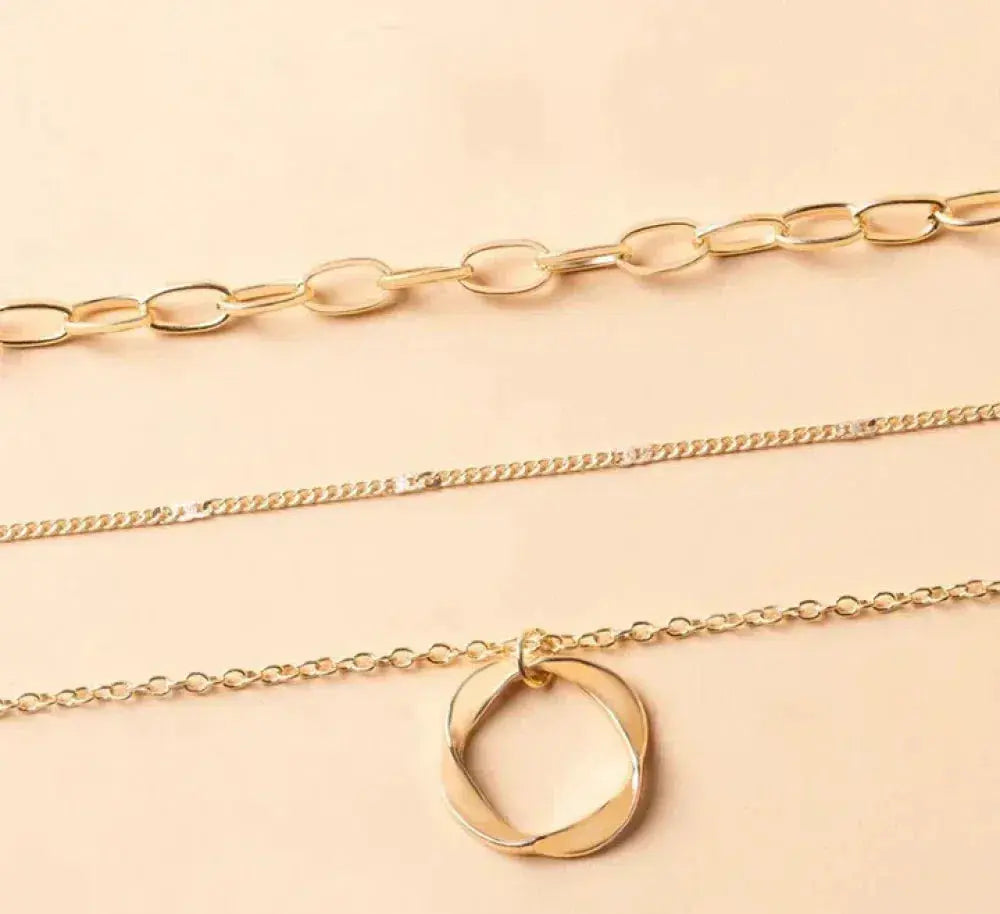 Layered Necklace - Gold-Tone Circle