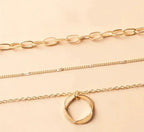 Layered Necklace - Gold-Tone Circle